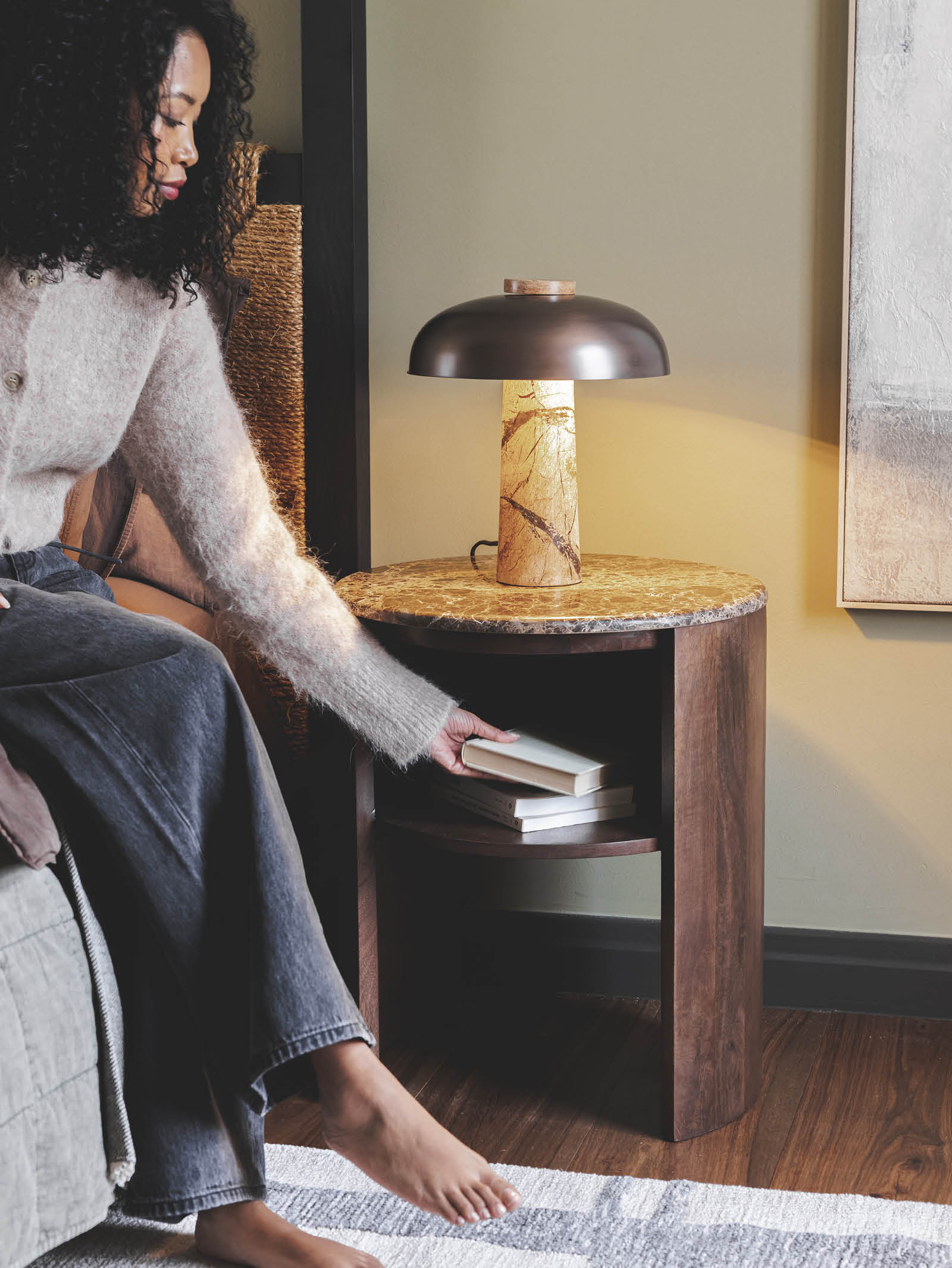 Table de chevet en marbre pour chambre à coucher