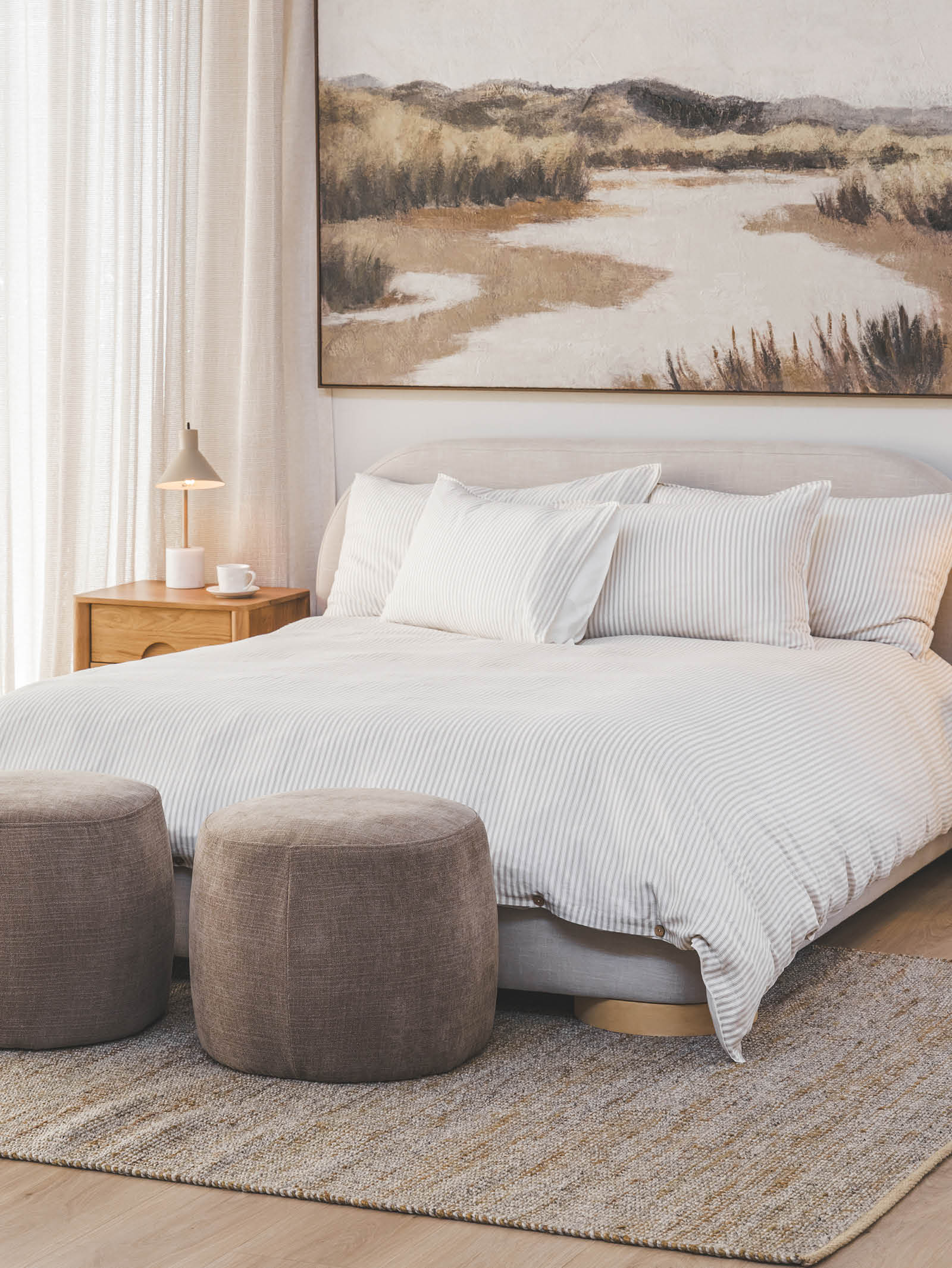 Pouf de salon en tissu