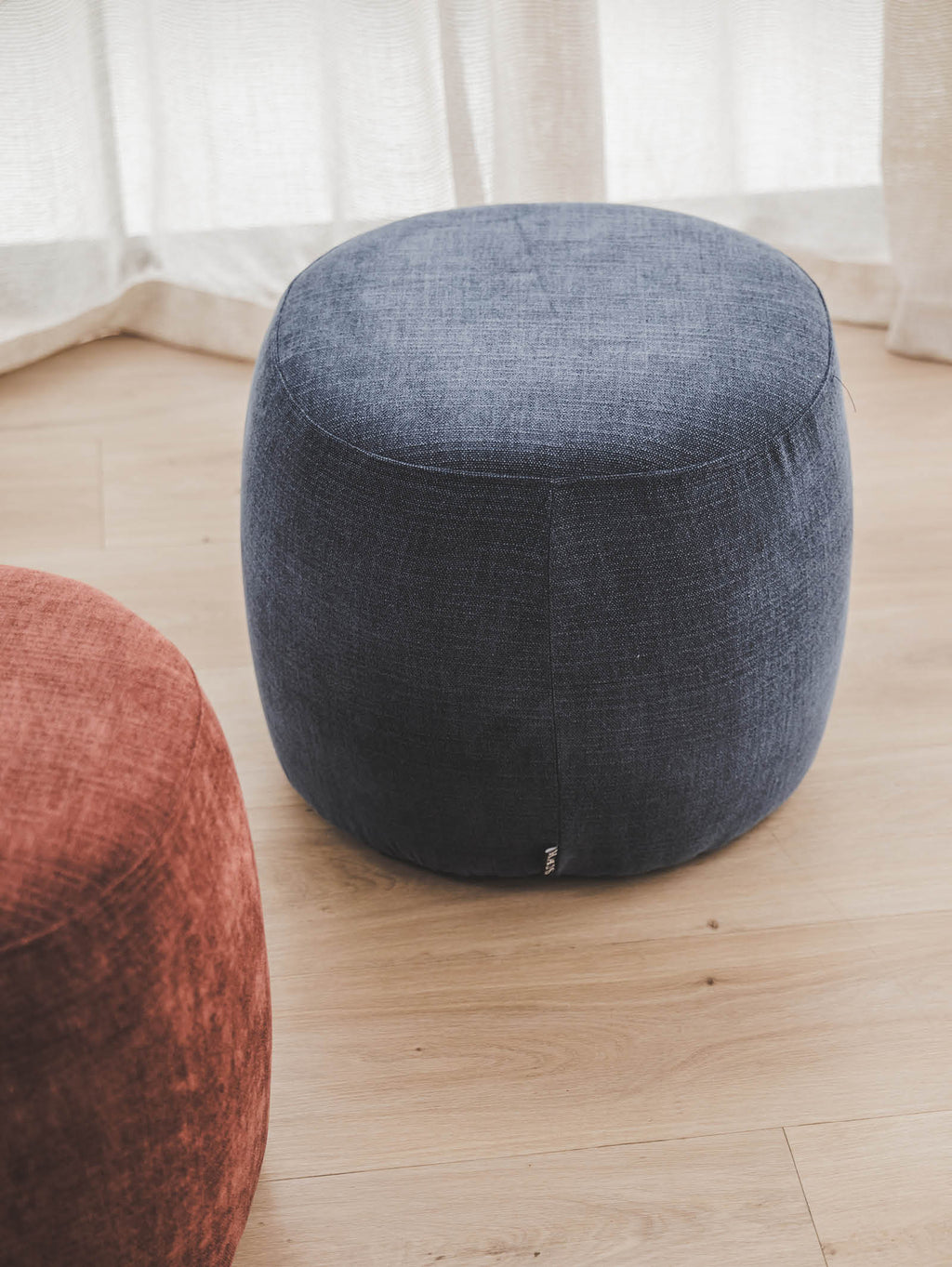 Pouf de rangement en tissu pour salon