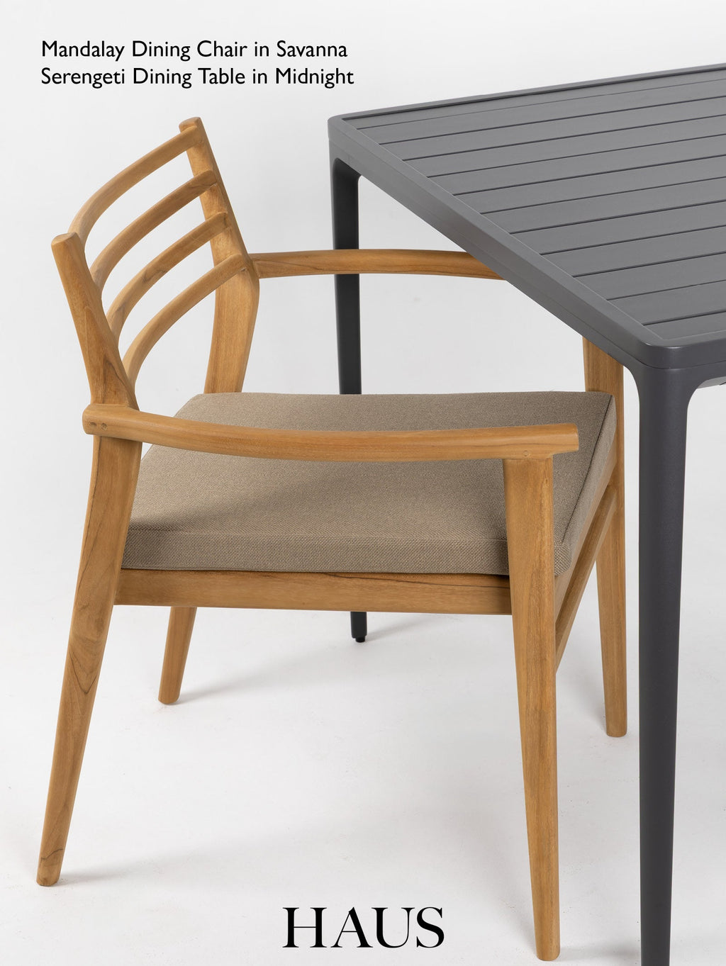 Chaise de salle à manger en teck empilable pour patio