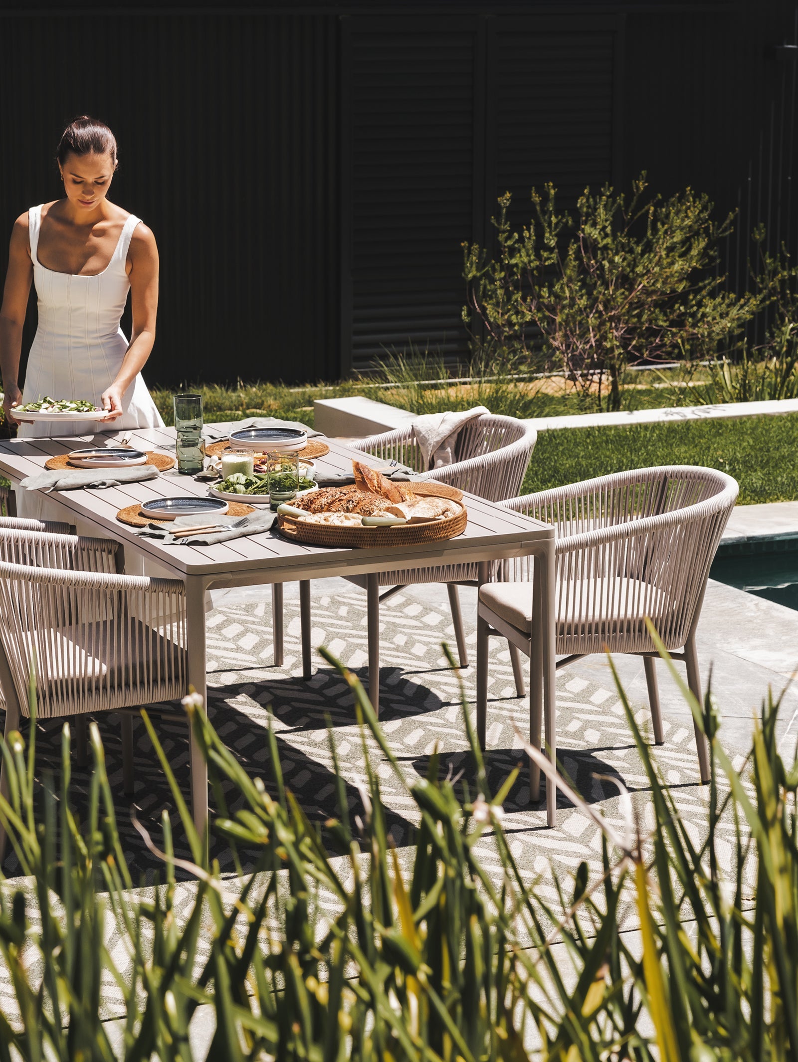 Chaise de salle à manger en aluminium pour patio
