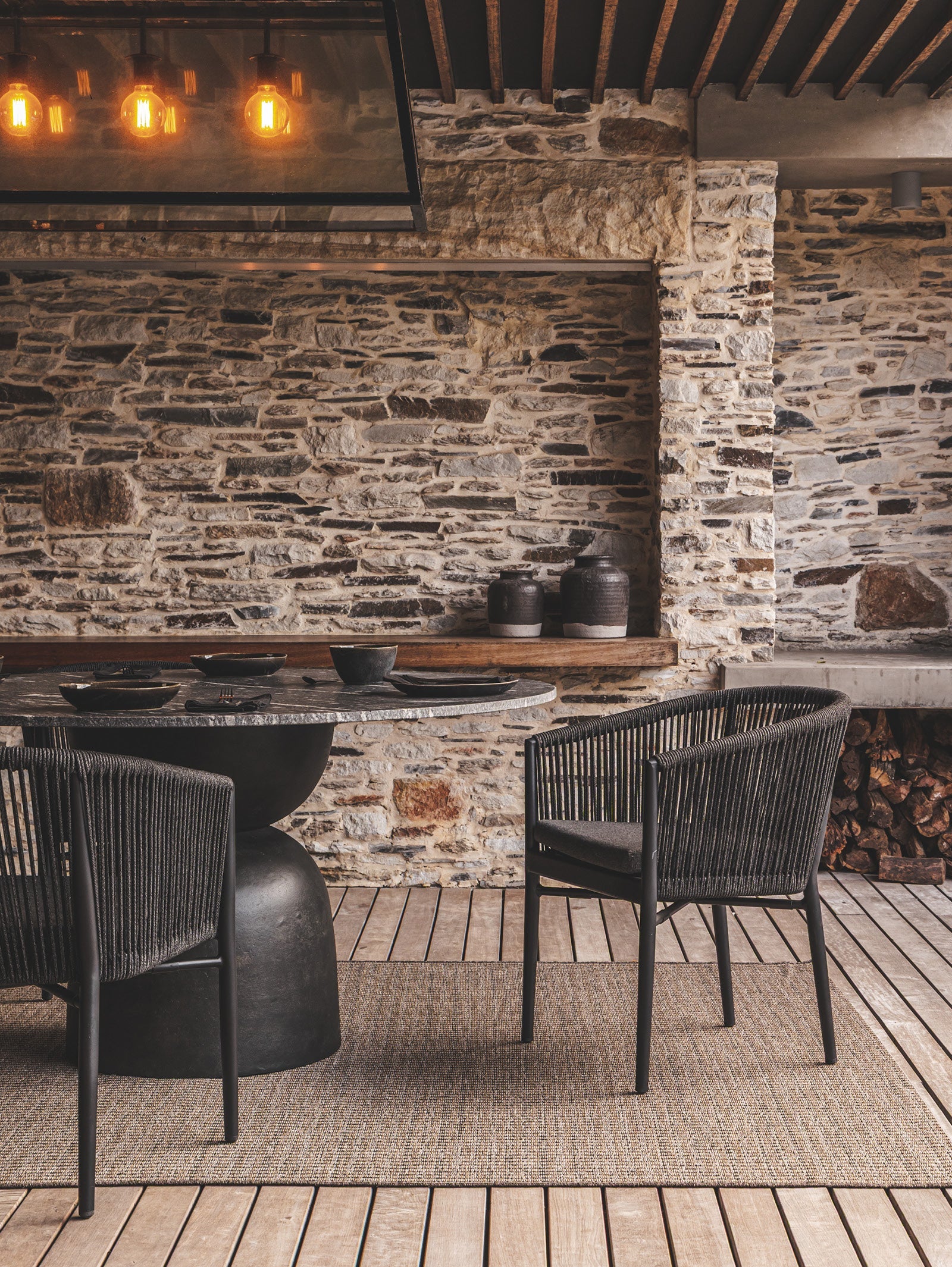 Chaise de salle à manger en aluminium pour terrasse