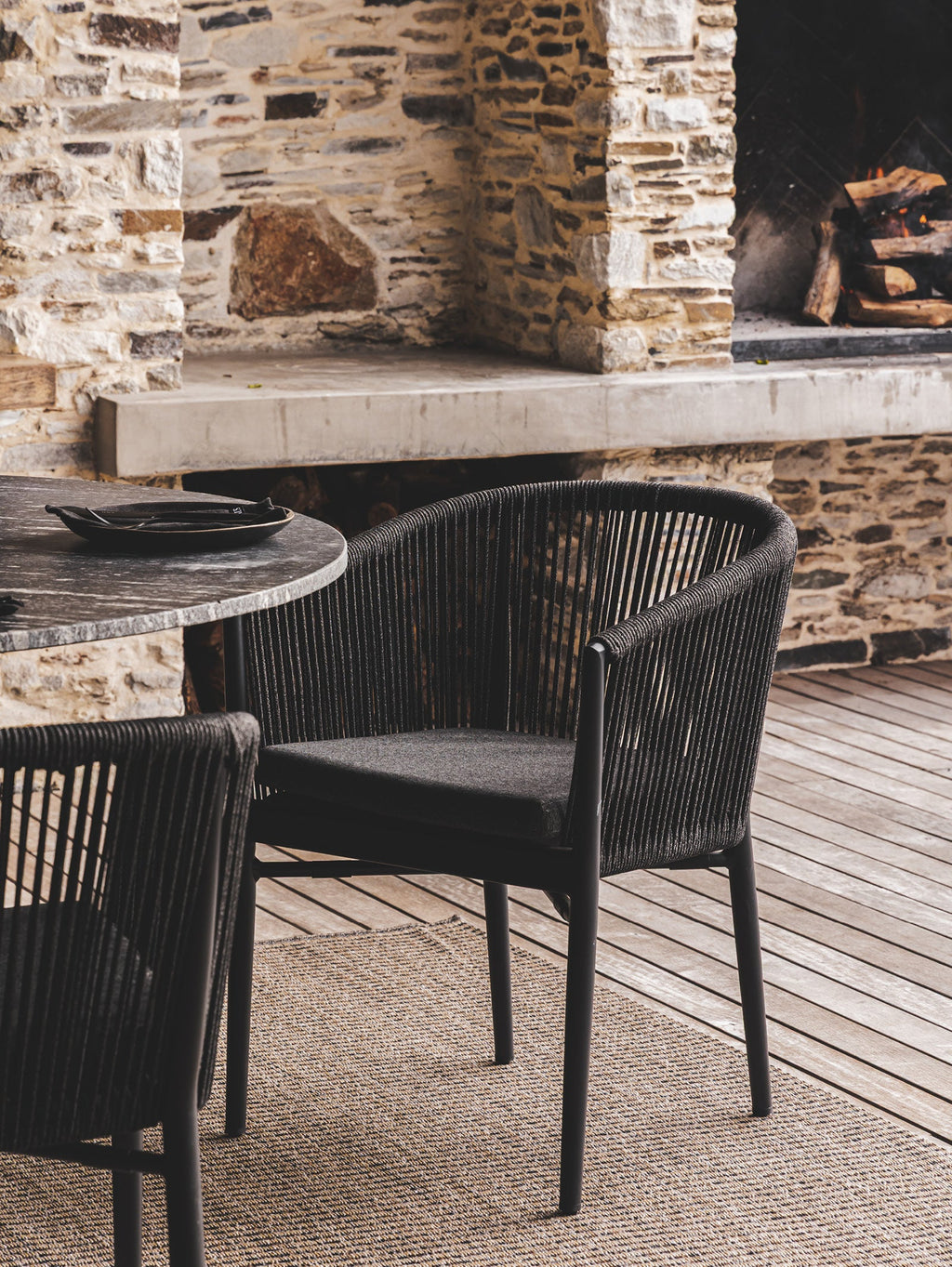 Chaise de salle à manger en aluminium pour patio