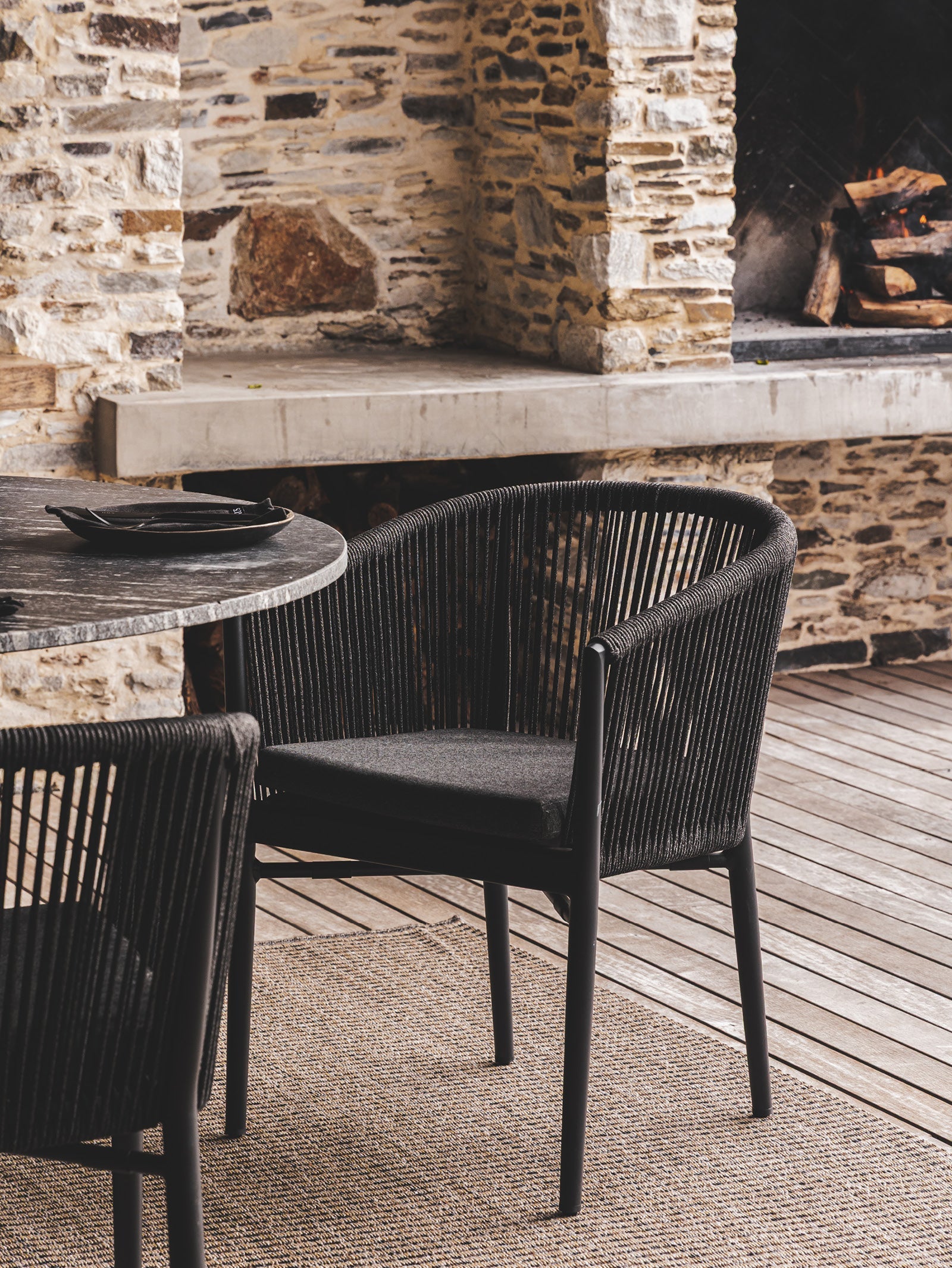 Chaise de salle à manger en aluminium pour patio