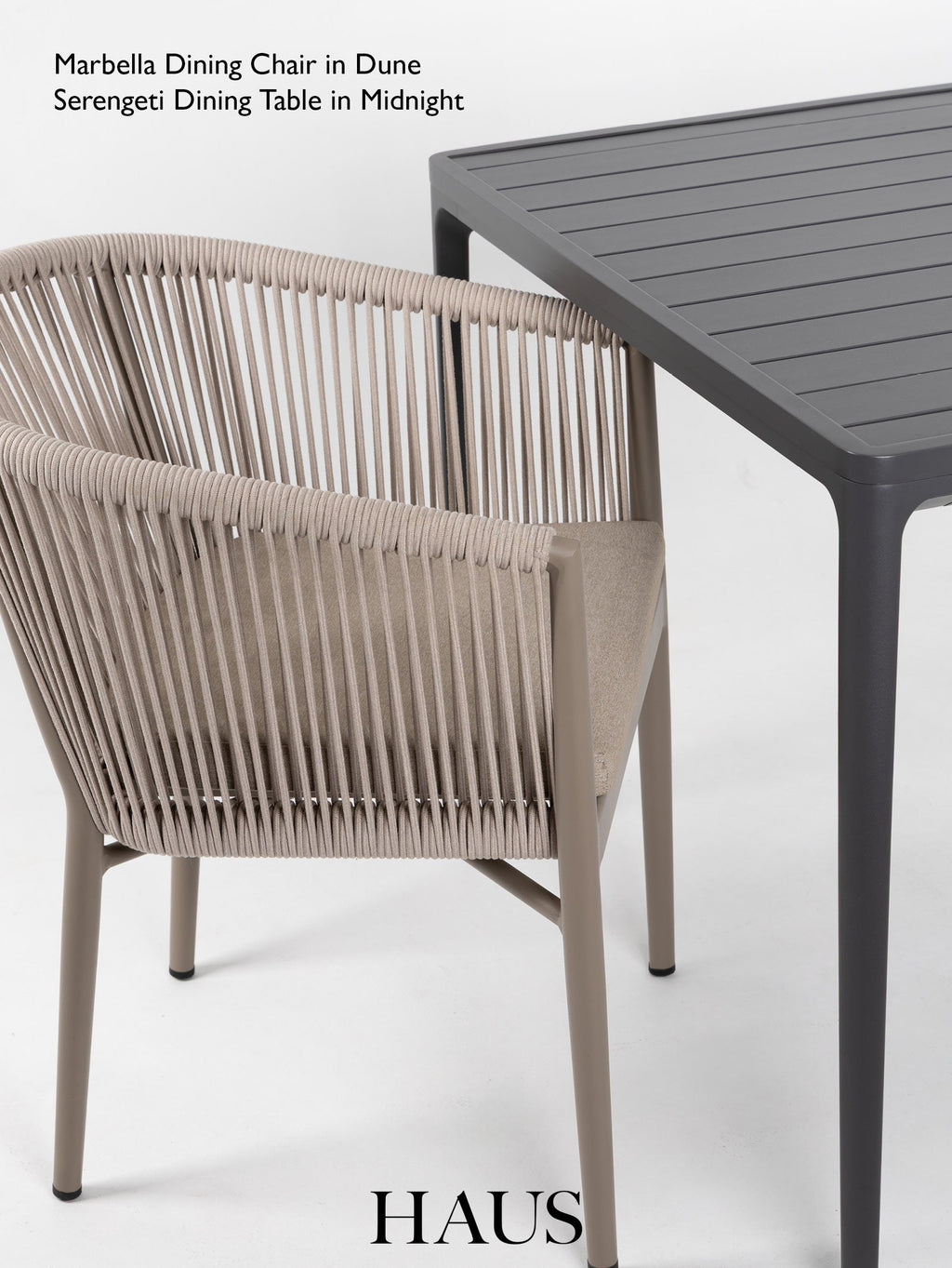 Chaise de salle à manger en aluminium pour patio