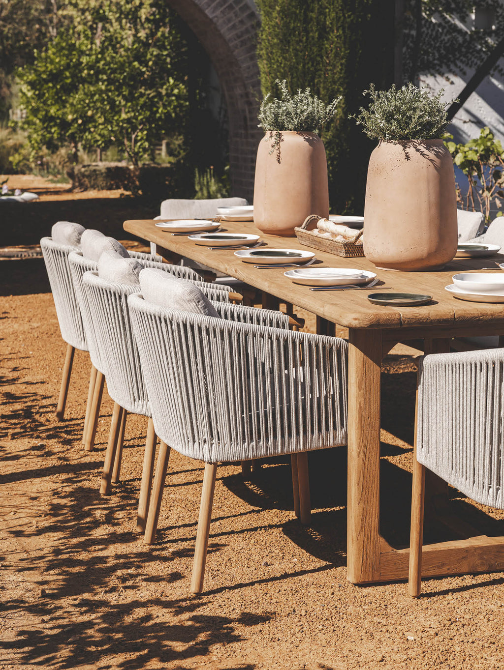 Chaise de salle à manger en teck pour terrasse