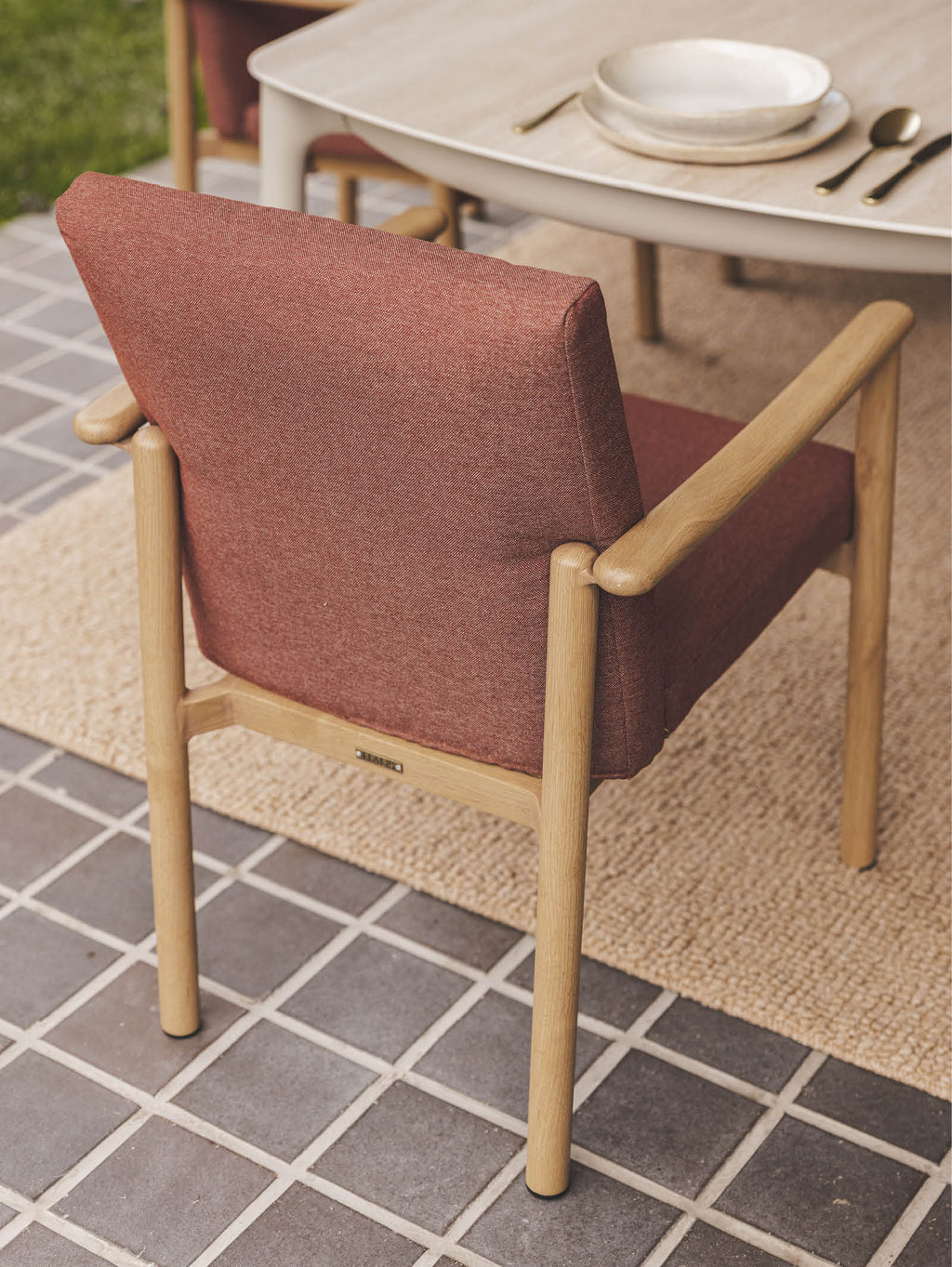Chaise de salle à manger contemporaine en teck pour terrasse