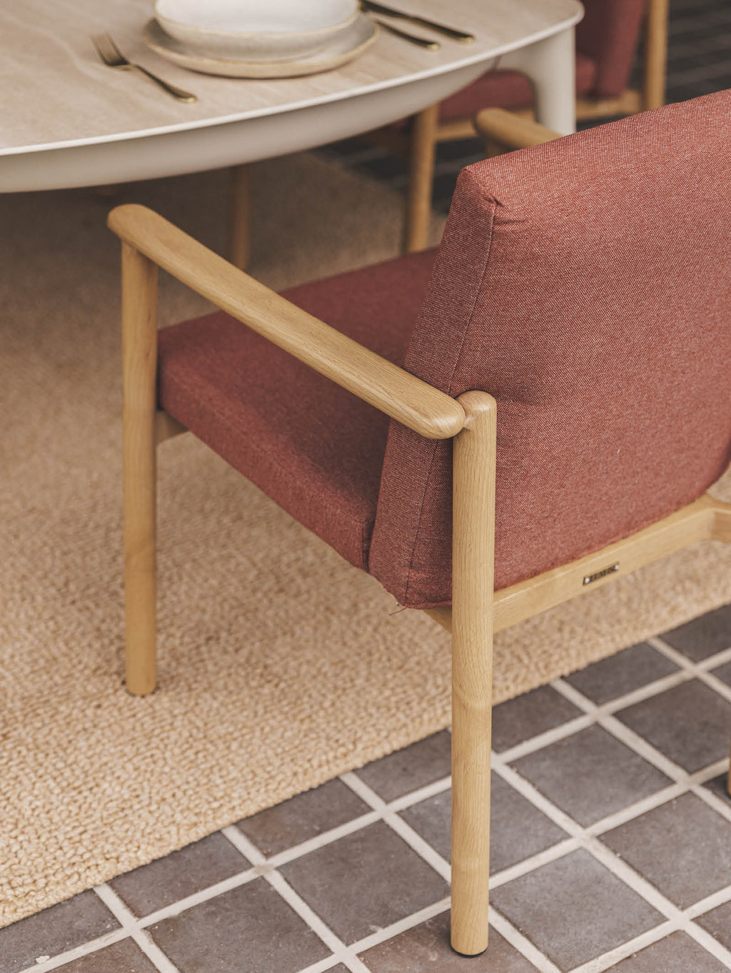 Chaise de salle à manger contemporaine en teck pour terrasse
