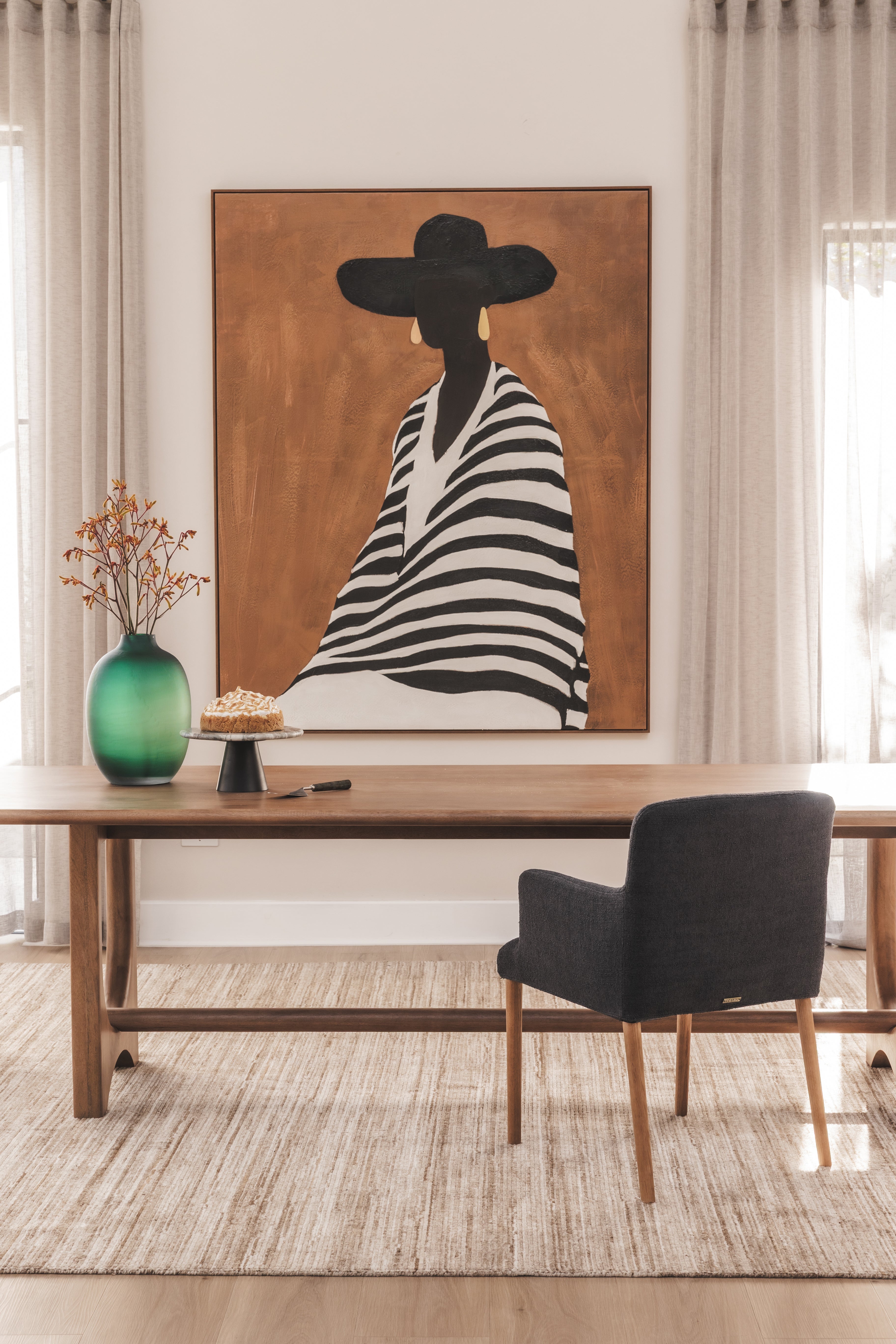 Chaise de salle à manger moderne en chêne massif