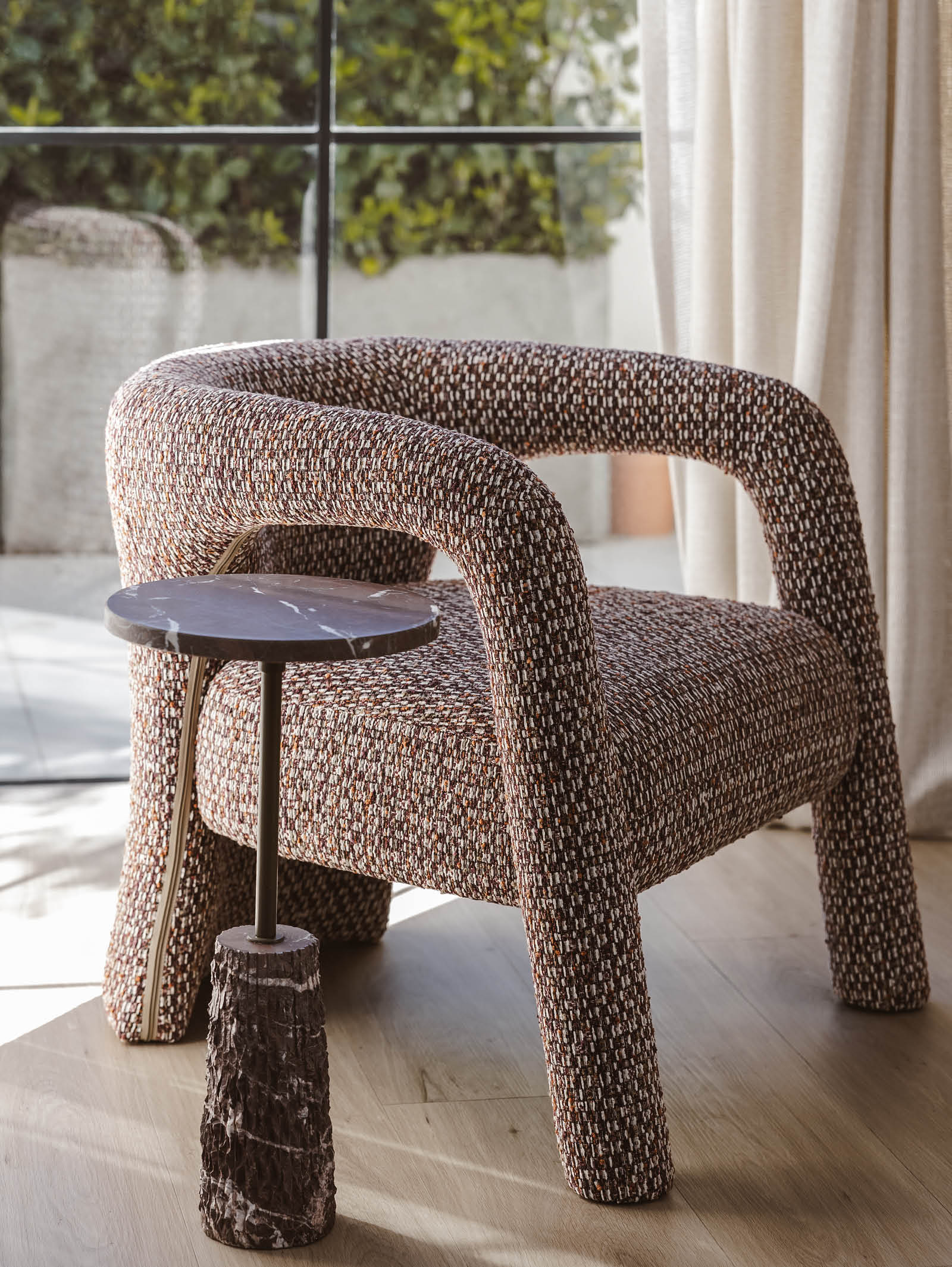 Table d'appoint en marbre pour patio