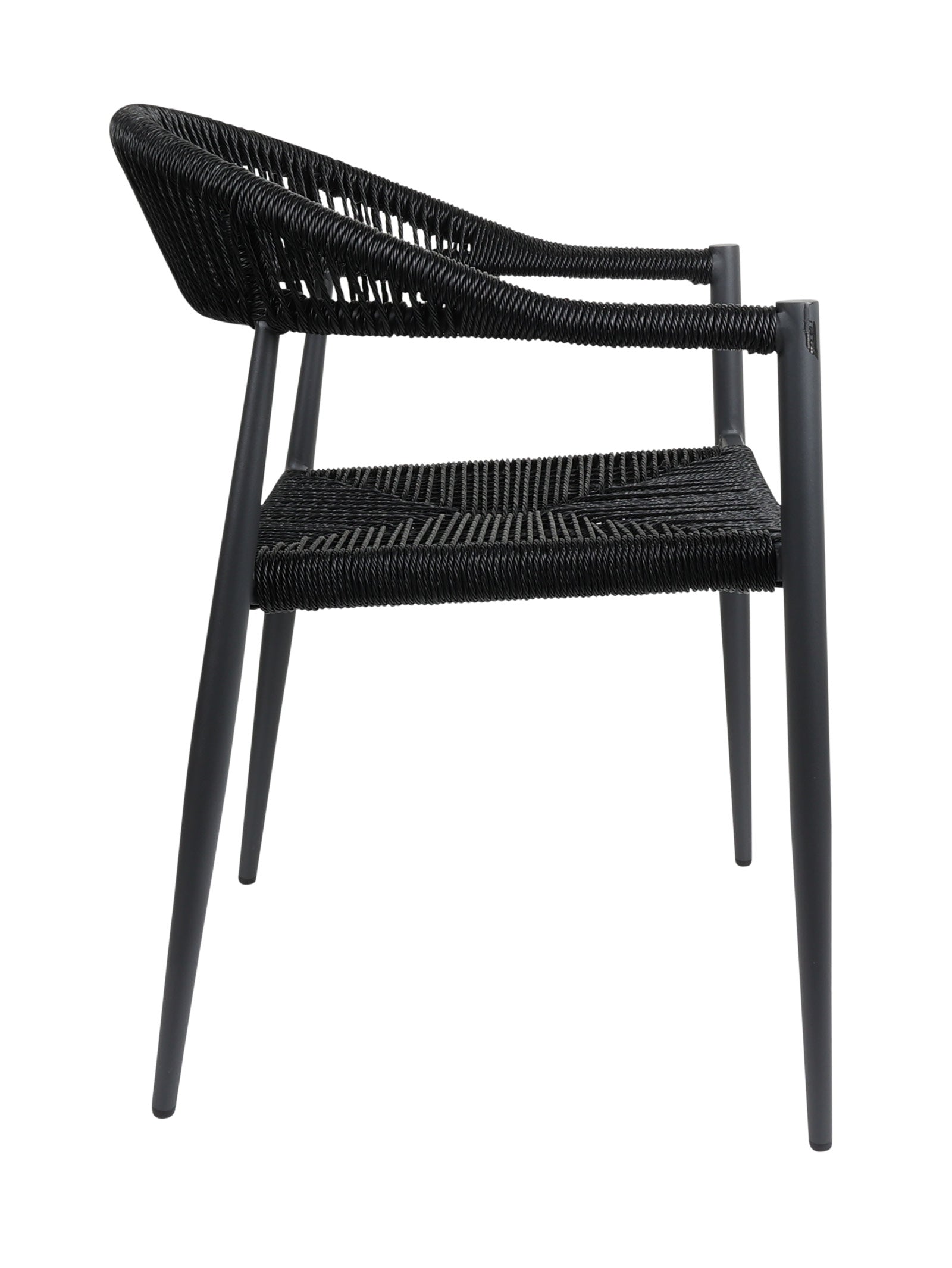 Chaise en aluminium avec dossier incurvé et empilable pour terrasse